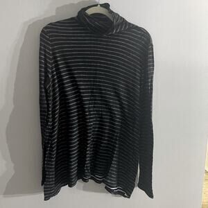 White House Black Market Turtleneck Tunic Sweater Women’s Large Striped
